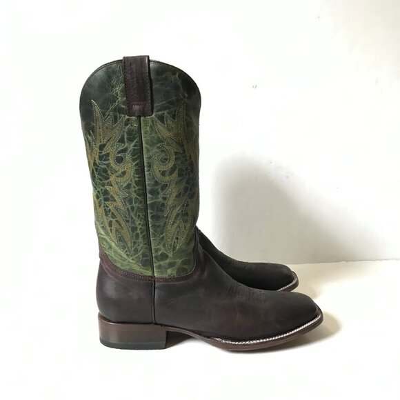 NEW Planet Cowboy Dig It Boots Mens 10.5 EE Brown Green Leather Square Toe NWOB - Picture 4 of 15